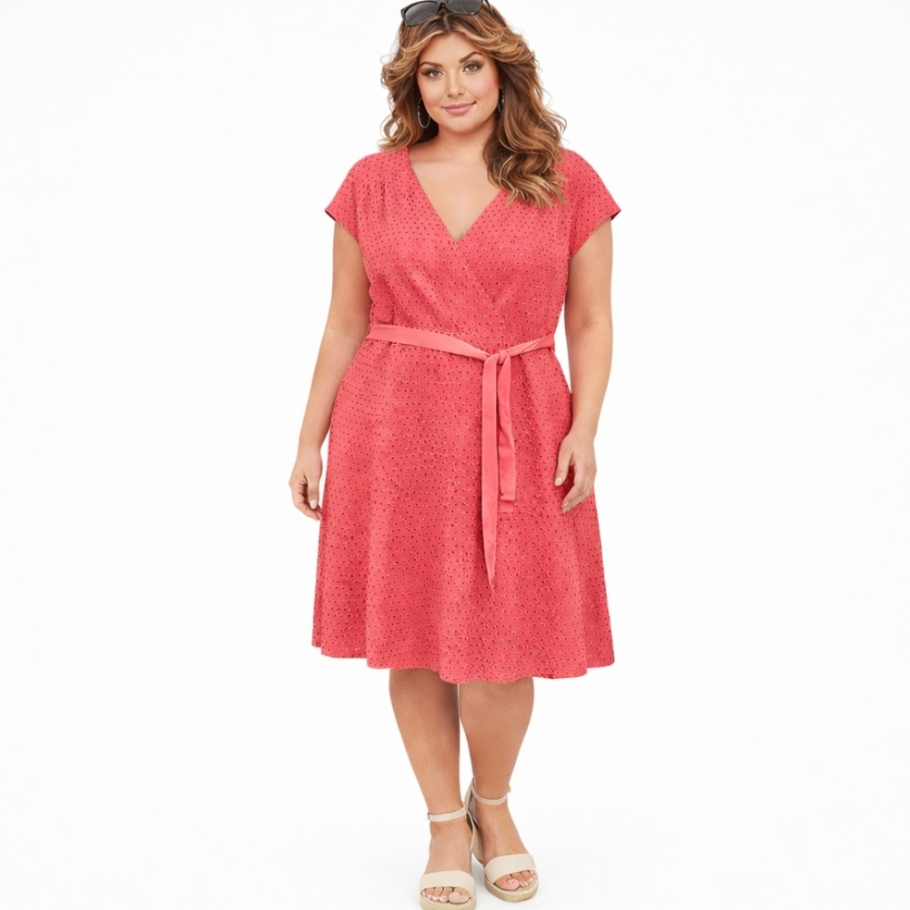 Villager by Liz Claiborne Coral Eyelet Dress – Women’s Size 18 - Picture 6 of 6
